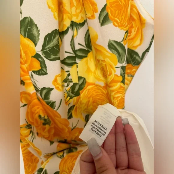 BLACK HALO Yellow Floral Dress Size 6 - Picture 7 of 9